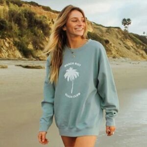 Beach Riot Beach Club Crewneck Pullover Sweater Size M Tropical Coconut Girl